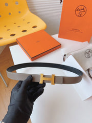 MINI H BELT BUCKLE & REVERSIBLE CAMEL BROWN LEATHER STRAP 24 MM GOLD HARDWARE