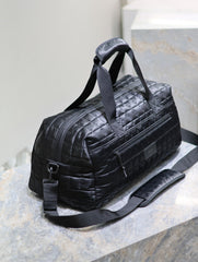 TRAVEL TOTE BAG 50 IN BLACK PLAID NYLON