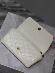 YSL 25S SAINT LAURENT GABY 19 IN BLANC VINTAGE QUILTED CALFSKIN GOLD HARDWARE