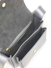 NIKI BABY 22 IN CHARCOAL GRAY CALFSKIN GOLD LOGO