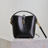 YSL 25S LE 37 BUCKET 15 IN BLACK SNAKE EMBOSSED CALFSKIN GOLD HARDWRE