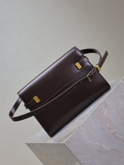 YSL 25S MANHATTAN SMALL 24 IN ROUGE CABERNET CALFSKIN GOLD HARDWARE