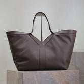 YSL 25S Y TOTE 50 IN PURPLE BROWN CALFSKIN GOLD HARDWARE