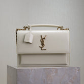 YSL 25S SUNSET MM 25 IN IVORY CALFSKIN GOLD HARDWRE