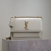 YSL 25S SUNSET BAG 22 IN IVORY CALFSKIN GOLD HARDWARE