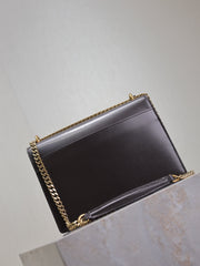 YSL 25S SUNSET BAG 22 IN COFEE BROWN CALFSKIN GOLD HARDWRE