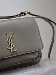 YSL 25S NIKI BABY 22 IN DARK OLIVE BROWN CALFSKIN GOLD HARDWARE