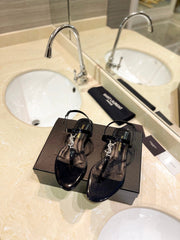 SL CASSANDRA SANDALS BLACK POLISHED CALFSKIN