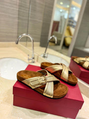 CROSSOVER - STRAP GOLD CALFSKIN SLIDE