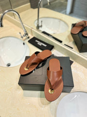 SL KOUROS THONG SANDALS BROWN CALFSKIN