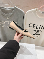 SUZY POINTY TOE BALLERINA IN TAN BEIGE PATENT CALFSKIN