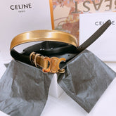 CELINE 25S TRIOMPHE BELT 25MM IN GOLD CALFSKIN GOLD HARDWARE 570966