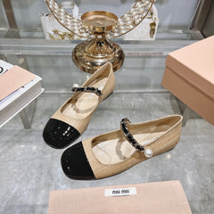 MARY JANE SANDAL CAP TOE DARK CREAM SHEEPSKIN