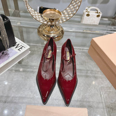 Slingback Shoes Cherry Color Beads