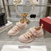 VIV' ON THE RUN TREKKY SNEAKERS IN BEIGE PINK FABRIC AND SUEDE