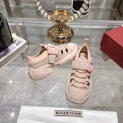 VIV' ON THE RUN TREKKY SNEAKERS IN BEIGE PINK FABRIC AND SUEDE