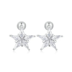 Shiny Star Stud Earrings Platinum Plated Cubic Zirconia Earrings