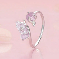 Purple Magenta Enamel Butterfly Opening Ring
