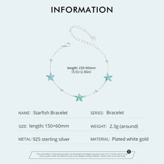 Gradient Blue-green Starfish Link Chain Bracelets