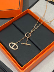 CHAINE SMALL FULL DIAMOND PIG NOSE PINK GOLD NECKLACE