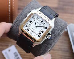 SANTOS DE CARTIE 39MM GOLD STEEL CASE LEATHER STRAP
