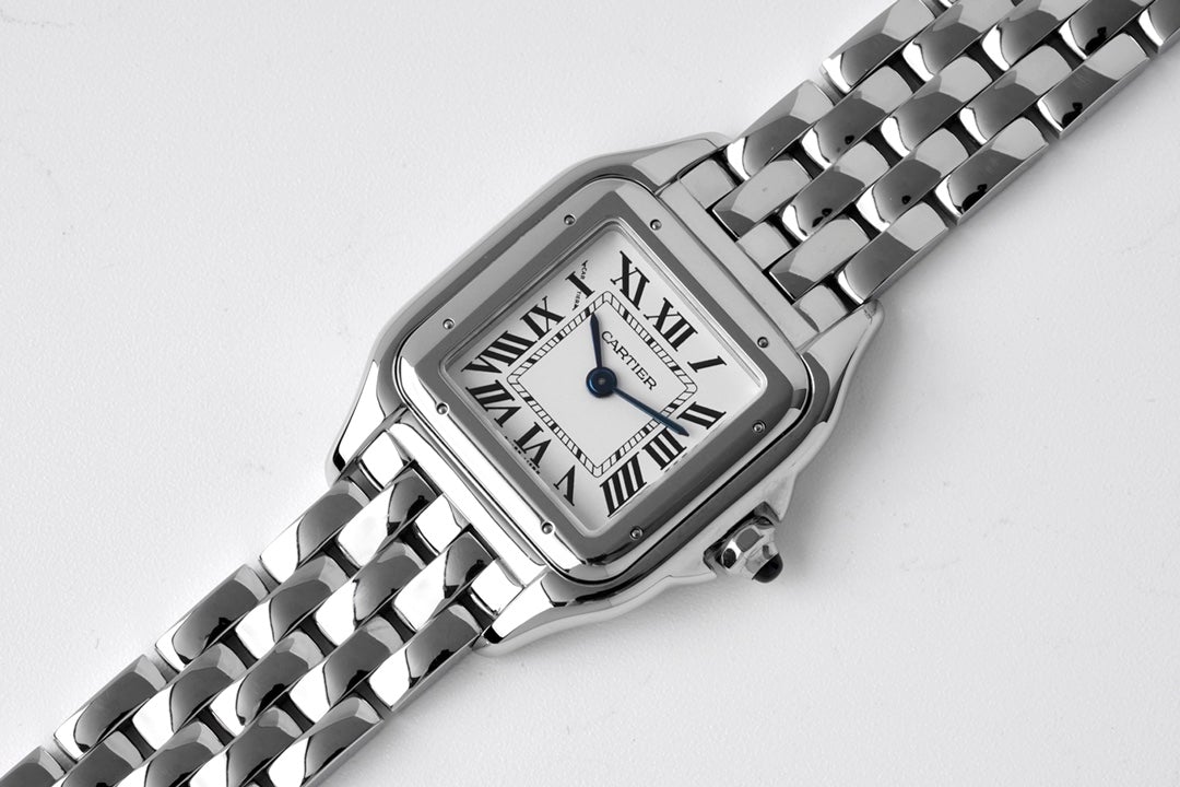 PANTHERE DE CARTIE 22MM QUARTZ STEEL WHITE DIAL