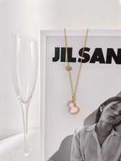 WULU 2 MOTIF PINK MOP PINK GOLD NECKLACE