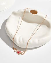 WULU 3 MOTIF DIAMOND PINK GOLD NECKLACE