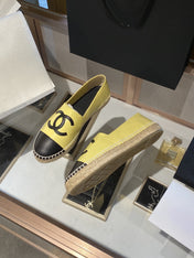 ESPADRILLES YELLOW BLACK LAMBSKIN