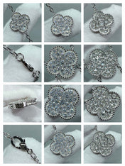 CLOVER 6 MOTIF DIAMOND PAVED NECKLACE