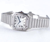 SANTOS LADY 35.1MM AUTOMATIC SILVER DIAMOND BEZEL