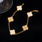 CLOVER BRACELET 5 MOTIF WHITE MOP DIAMOND
