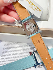 HM HEURE H 26 SILVER WHITE DIAL EPSOM LEATHER