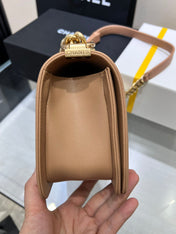 BOY BAG MEDIUM 25 BROWN CAVIAR GOLD HARDWARE