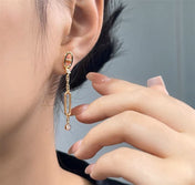 CHAINE 3 DIAMOND DROP PINK GOLD EARRINGS