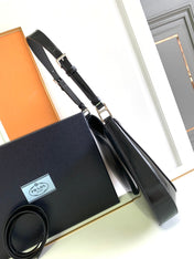 CLEO 30 BLACK BRUSHED LEATHER SHOULDER BAG