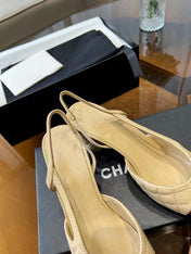 high slingbacks beige quilted lambskin