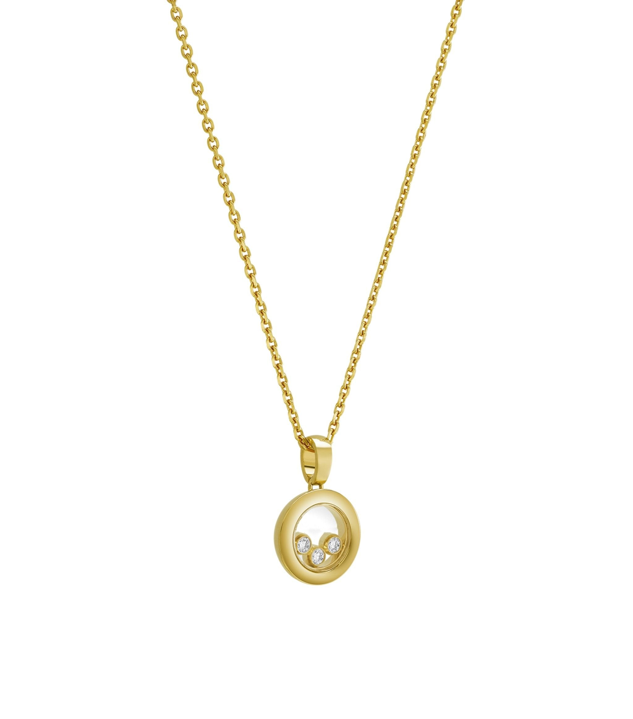 HAPPY PEDANT GOLD 3 DIAMOND NECKLACE