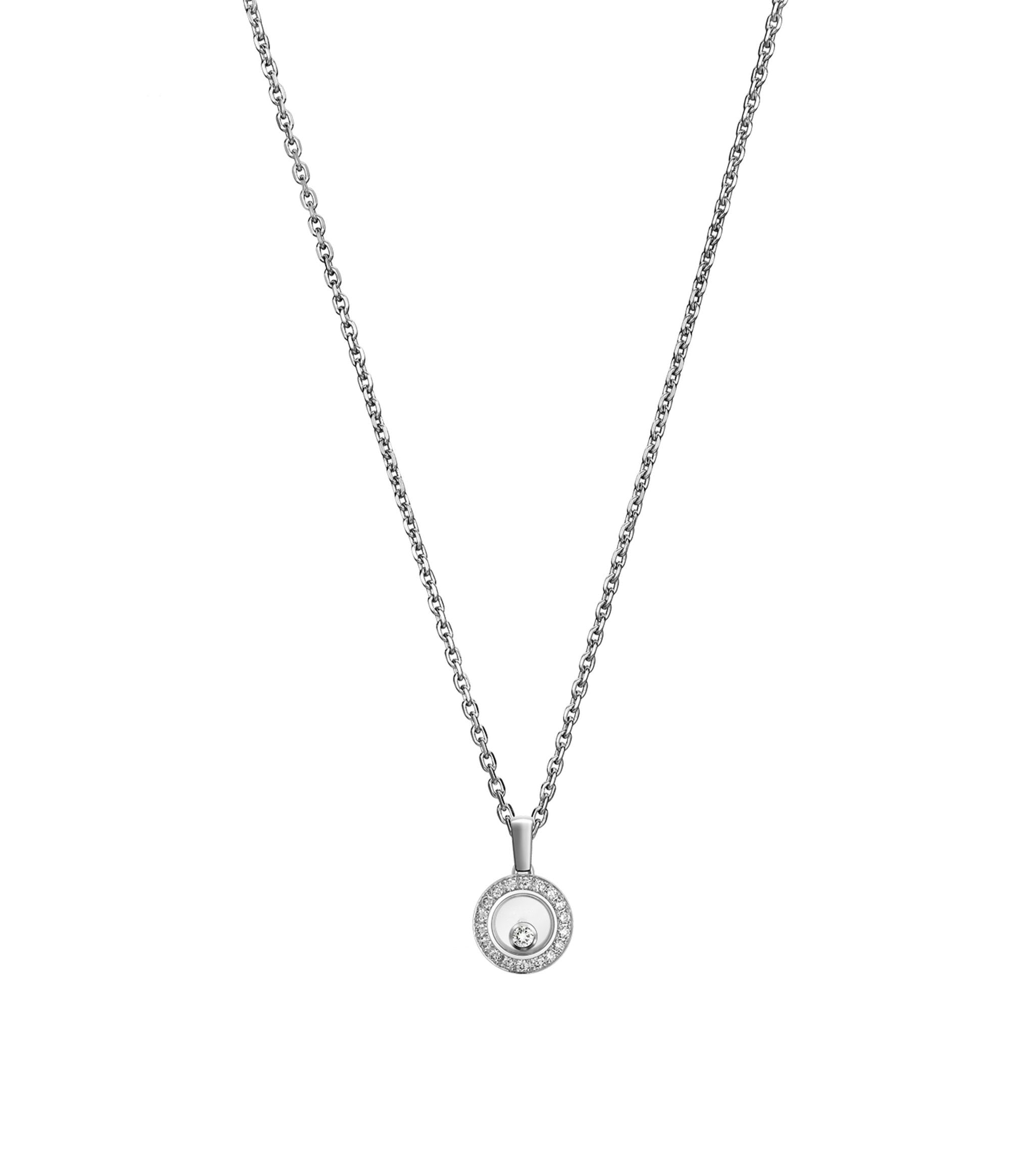 HAPPY PEDANT SILVER DIAMOND NECKLACE