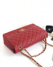 FLAP BAG JUMBO 30CM RED CAVIAR GOLD HARDWARE