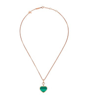 HAPPY HEART MALACHITE NECKLACE PINK GOLD DIAMOND