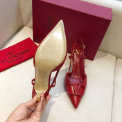 VLOGO SIGNATURE CHERRY RED CALFSKIN HIGH SLINGBACK PUMP 7 CM
