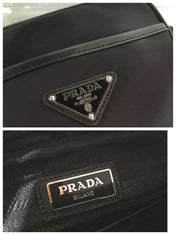 CROSSBODY BAG 20 IN BLACK RE-NYLON AND SAFFIANO LEATHER TRIM