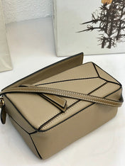 LOE MINI 18 PUZZLE BAG IN DARK KHAKI GREEN CALFSKIN