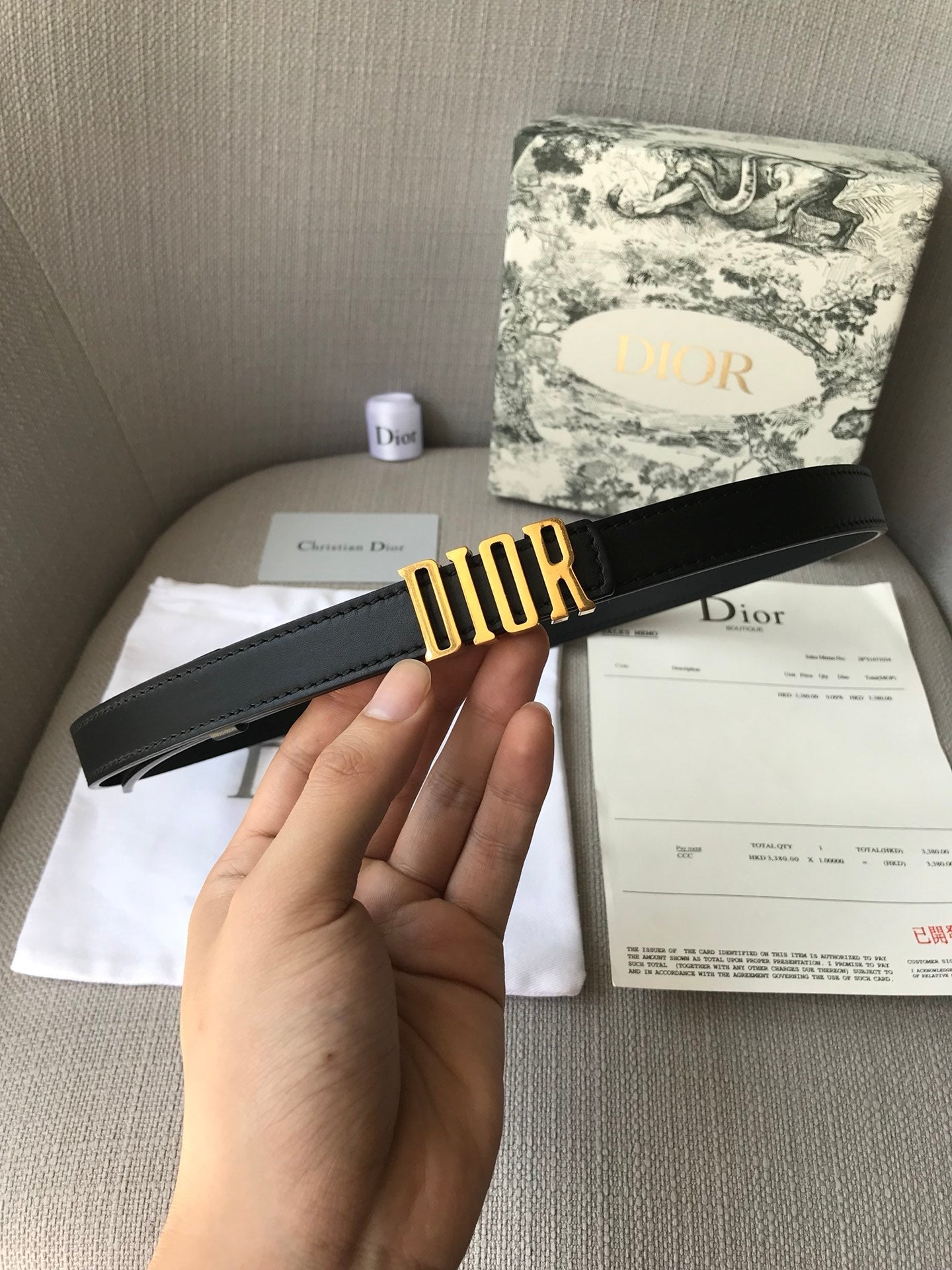 DIOR 26S BELT 20 MM IN BLACK CALFSKIN 638566