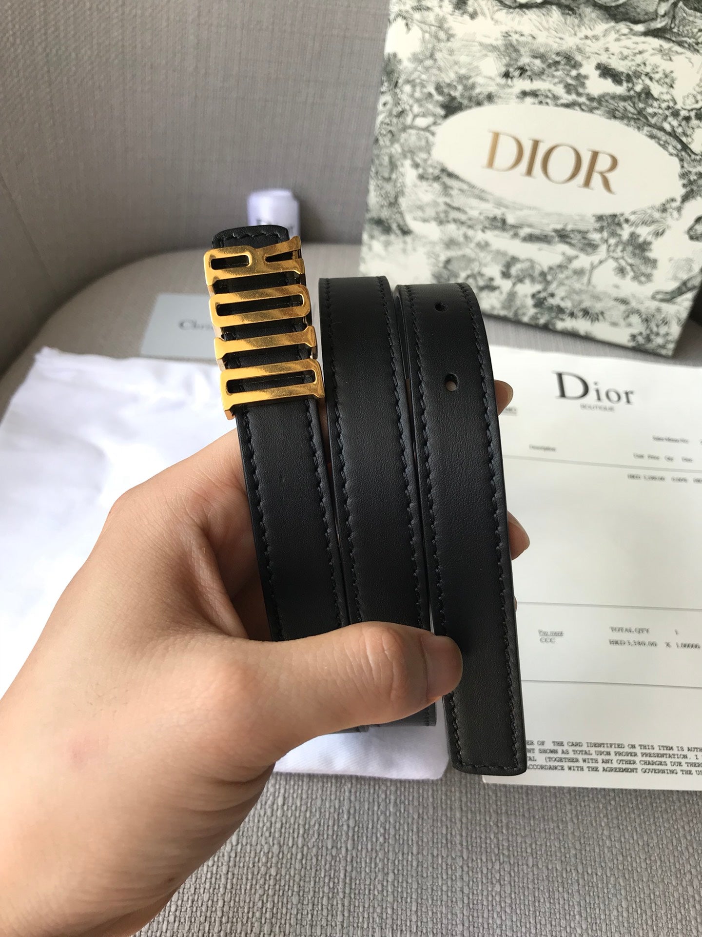 DIOR 26S BELT 20 MM IN BLACK CALFSKIN 638566