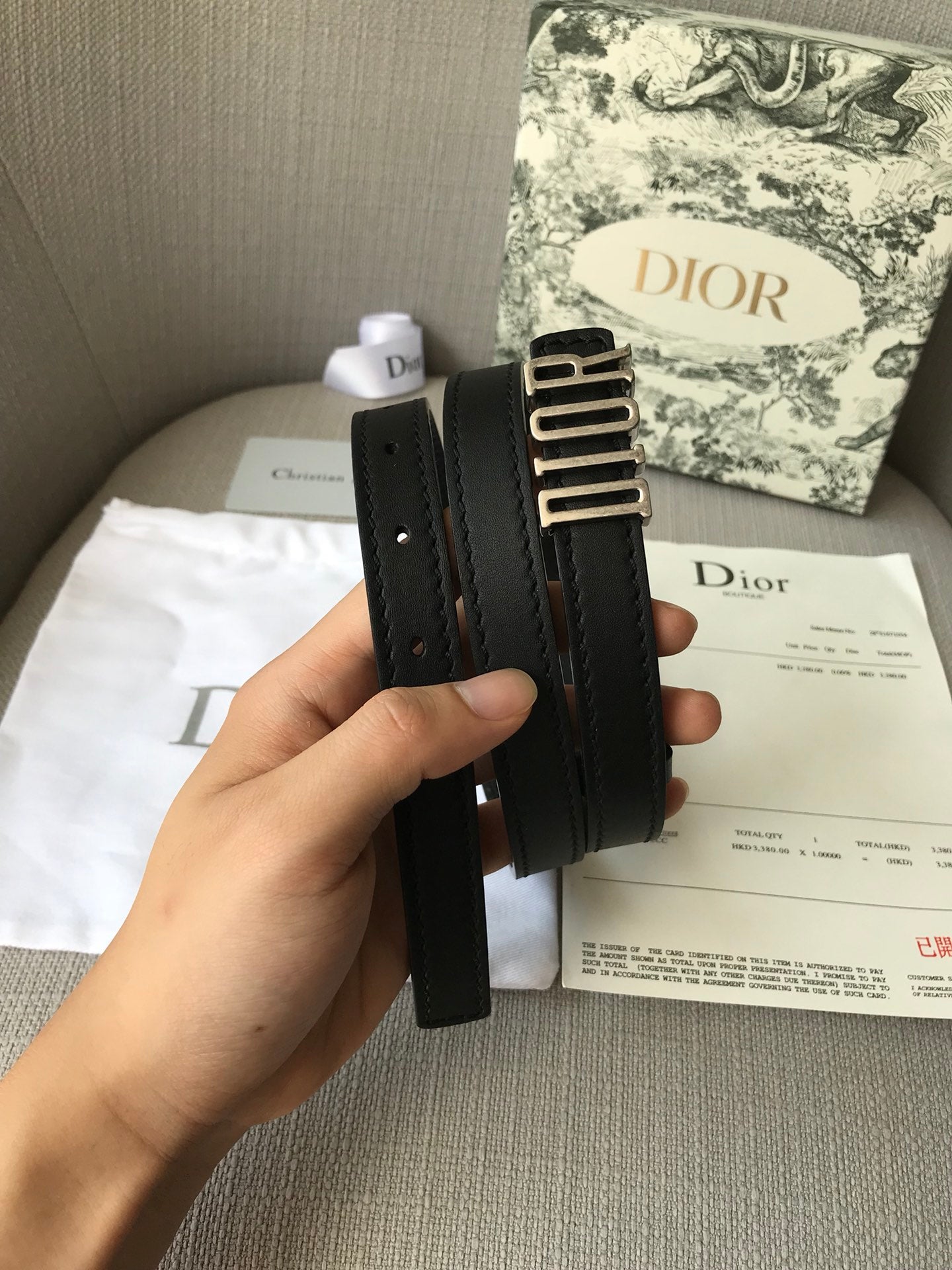 DIOR 26S BELT 20 MM IN BLACK CALFSKIN 638565