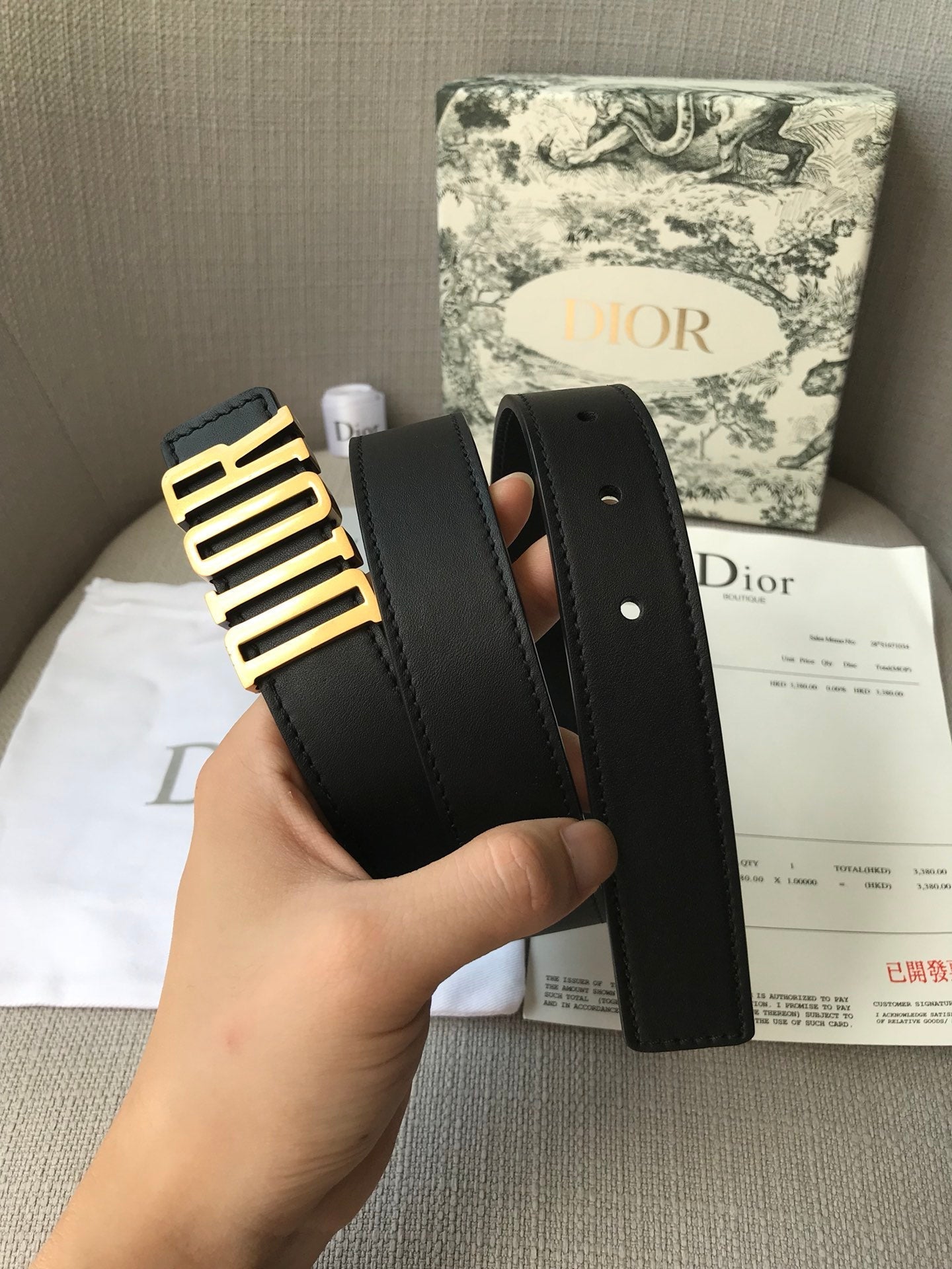 DIOR 26S BELT 30 MM IN BLACK CALFSKIN 638564