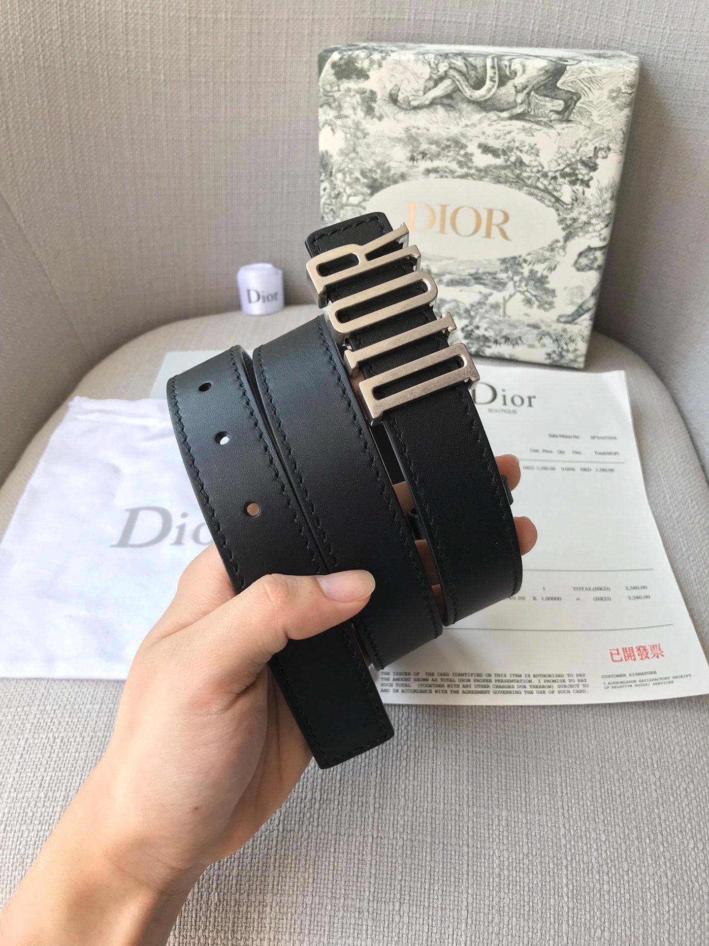 DIOR 26S BELT 30 MM IN BLACK CALFSKIN 638563