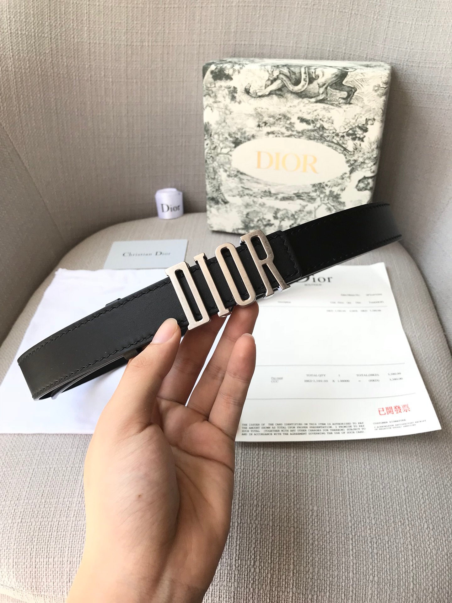 DIOR 26S BELT 30 MM IN BLACK CALFSKIN 638563